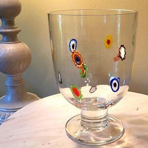 Vtg Leonardo Murano Milleflori Clear Glass Ice Bucket Vase Handblown Art Glass